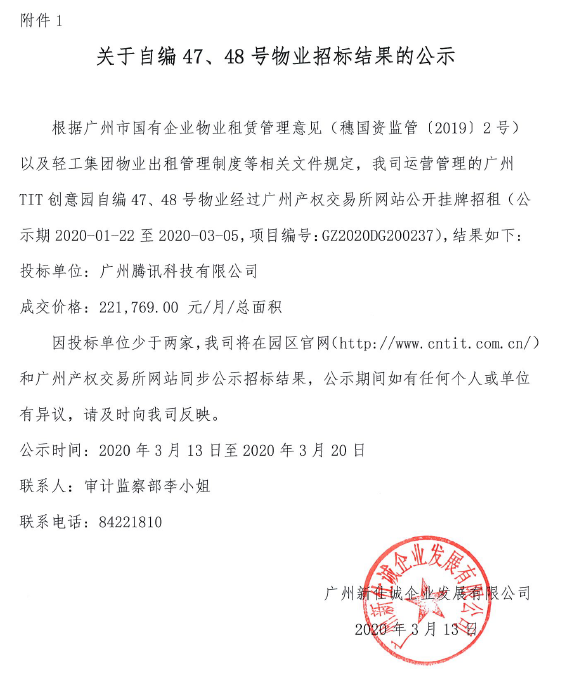 關(guān)于自編47、48號(hào)物業(yè)招標(biāo)結(jié)果公示的通知